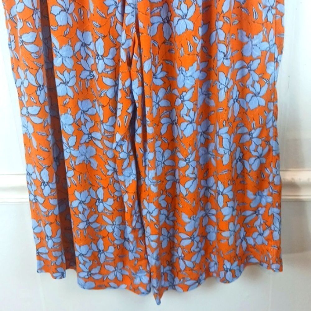 Jessica Simpson Women orange blue floral wide leg cropped flowy pants sz 2X Boho - Picture 7 of 10